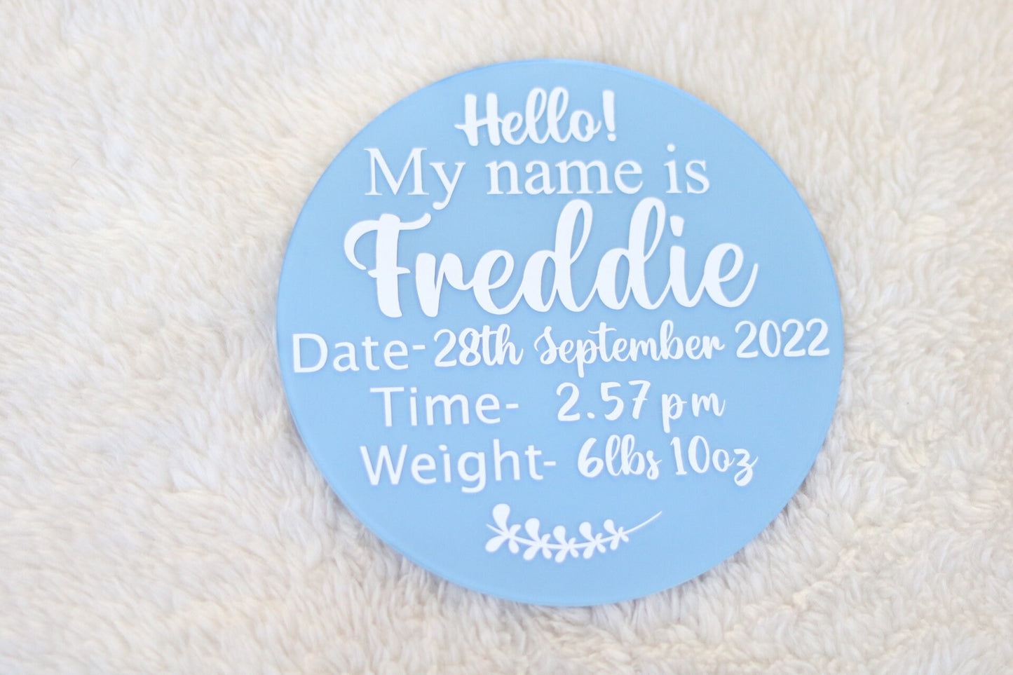 Personalised Birth Announcement// Hello World Disc